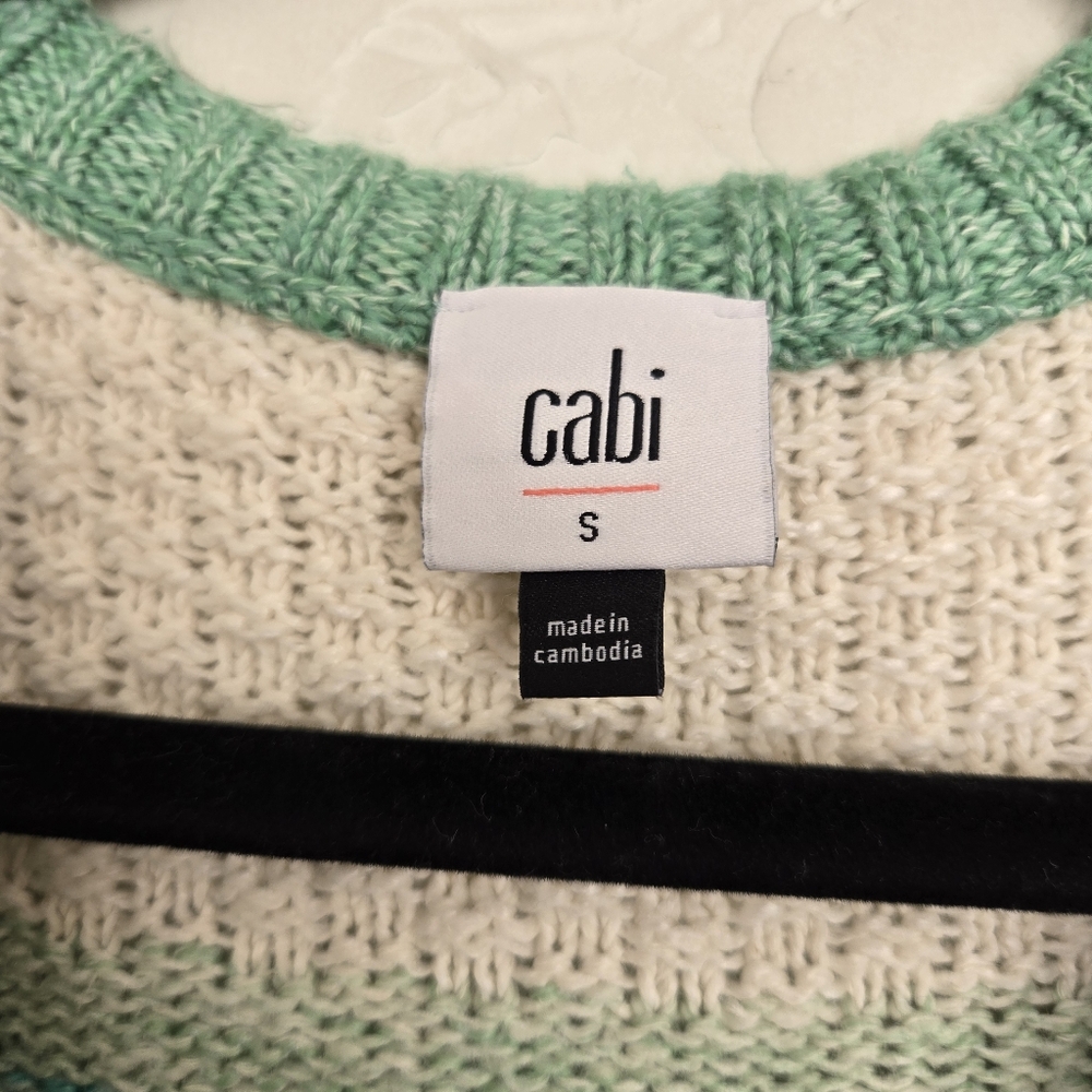 Cabi Knit Color Block Green Blue Sweater - Picture 6 of 8